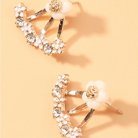 1pair Rhinestone Floral Ear Jacket - Picture 4 of 4